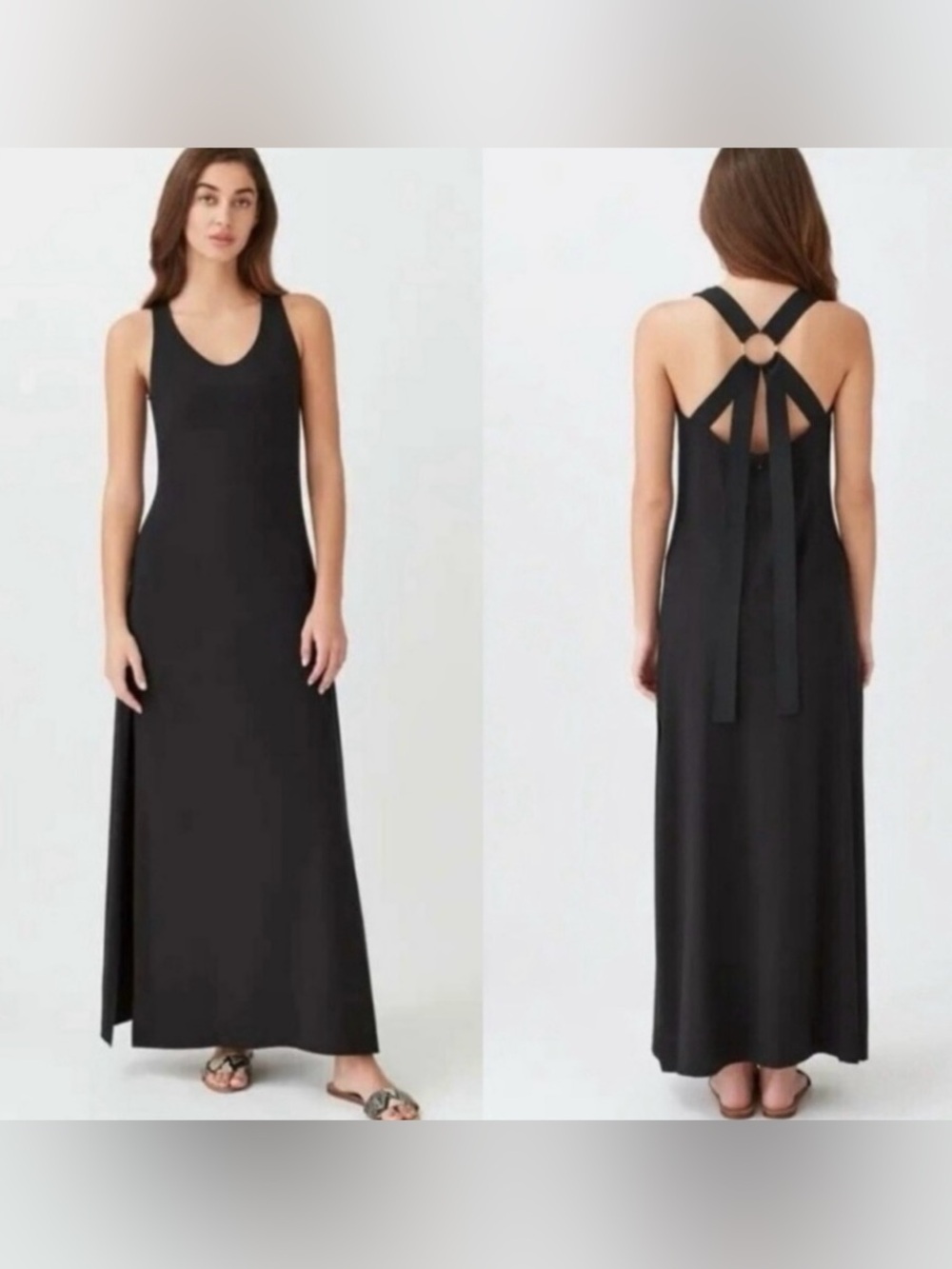 Cuyana Black Circle Back Dress Size S Organic Pima Cotton Blend
